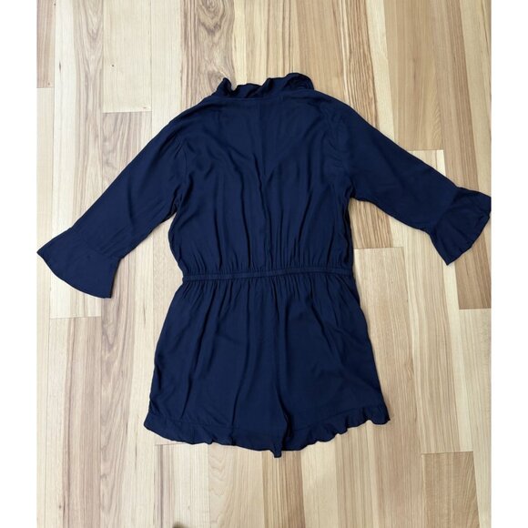 Jessica Simpson XL Navy Romper Tie Waist Ruffle Trim EUC - Picture 5 of 5